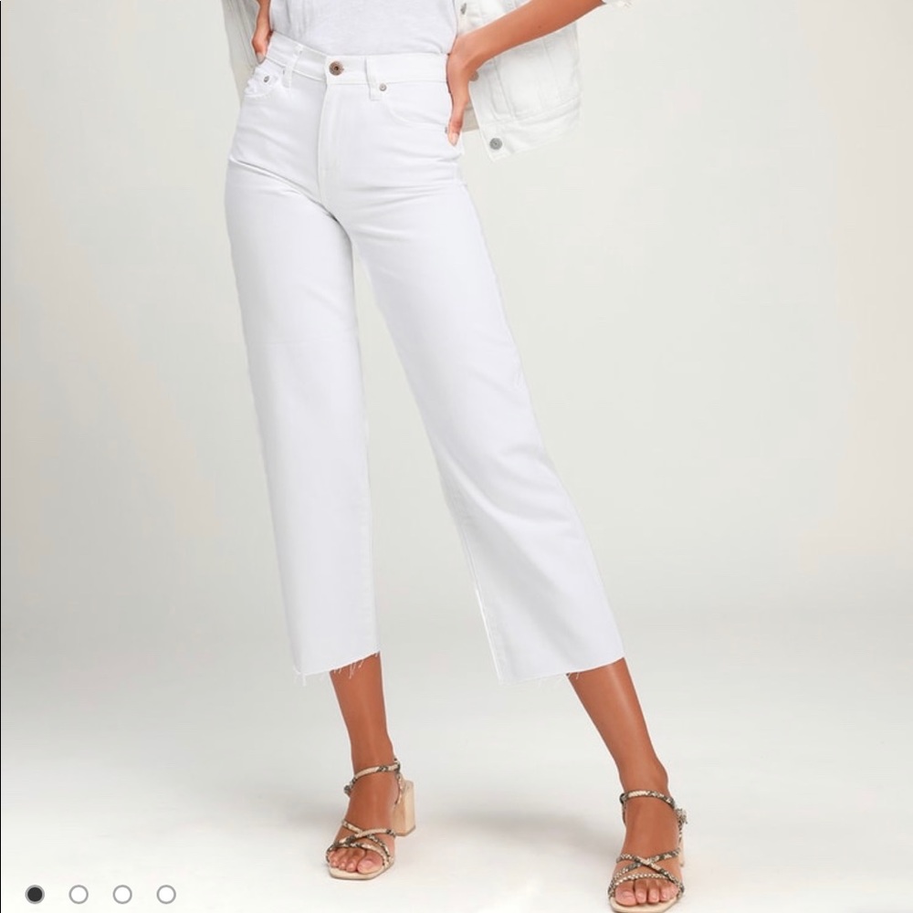 Lulus Pistola High Waist Wide Legged Cropped Jeans